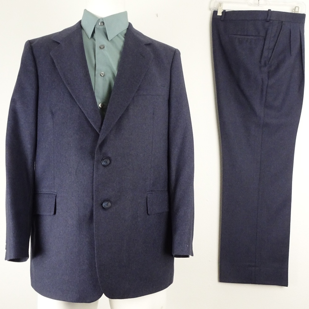 Navy Blue Wool Blazer and matching Pants - 2pc